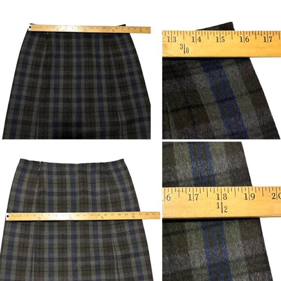 Prada Plaid Wool/Angora Straight Skirt,  Size 44 Italy, Gray, Blue, Brown - Picture 13 of 14